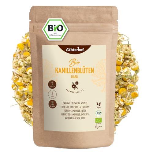 Kamillenblüten getrocknet Bio lose 250g | ganze Kamillenblüten getrocknet | in Bio-Qualität | Kamillentee aus Blüten-Köpfen | 100% natürlich | leicht bitterer und milder Geschmack | vom Achterhof von vom-Achterhof