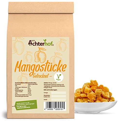 Mangostücke getrocknet 500g | getrocknete Mango in kleinen Stücken | vegane Trockenfrüchte | der ideale Snack | saftiger Geschmack und tropisch leckeres Aroma | vom Achterhof von vom-Achterhof