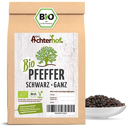 Pfeffer schwarz ganz BIO | 250g | Pfefferkörner schwarz für die Mühle | vom Achterhof von vom-Achterhof