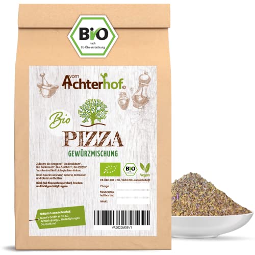 Pizza Gewürzmischung Bio 100g | hervorragend abgestimmte italienische Gewürz-Kombination | passt zu jeder Tomatensauce | erlesene Kräuterauswahl mit dem besten Aroma | vom Achterhof von vom-Achterhof