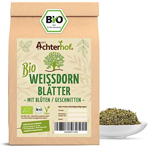 Weißdorn Tee BIO | 100g | Weißdornblätter mit Blüten Tee geschnitten lose | 100% Weißdorntee ohne Zusätze | vom Achterhof von vom-Achterhof