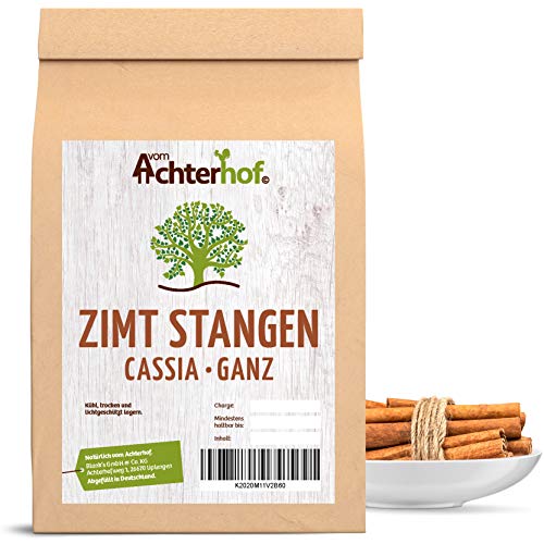 Zimtstangen Cassia 100g | ganze Zimtstangen in gerollter Zimtbaum-Rinde 8cm | für das perfekte Zimt Aroma in Dessertspeisen, Backwaren, Glühwein oder Hauptgerichten | vom Achterhof von vom-Achterhof