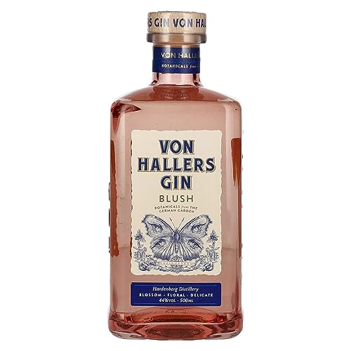 VON HALLERS GIN BLUSH - Pink Gin Geschmacks-Abenteuer aus dem Blumengarten kombiniert vier Blüten mit Grapefruit & Zitrone - florale Frische mit Botanicals aus Deutschland Gin (1 x 0.5l) von ORTCI