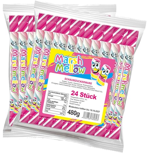 Marshmellow Speckseile XXL - Wurfmaterial für Karneval und Fasching - 30cm lang - 48 Stück einzeln verpackt - Süßigkeiten Großpackung - 600g Marshmellow Speckseile XXL - Wurfmaterial für Karneval und Fasching - 30cm lang - 48 Stück einzeln verpackt - Süßigkeiten Großpackung - 600g von vontek