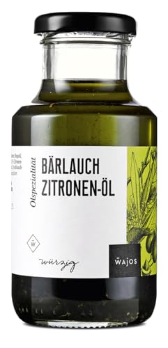 WAJOS Bärlauch Zitronen Öl 250ml | Bärlauchöl, Zitronenöl aus Olivenöl & Rapsöl | Gewürzöl zum kochen & verfeinern | für Salatdressing, zu Fleisch, Fisch oder Brot | vegan von wajos