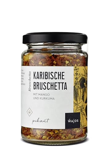 WAJOS Karibische Bruschetta 90g | Bruschetta Gewürzmischung mit Mango | fruchtige Sauce | grillen, kochen & würzen | Mango Dip zu Fleisch, Fisch & Gemüse | vegan von wajos