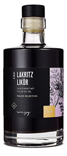 Wajos Lakritz Likör verfeinert mit Fleur de Sel 350ml, 35% vol: Würziger Likör & Salz. Ideal als besonderes Alkohol Geschenk von wajos