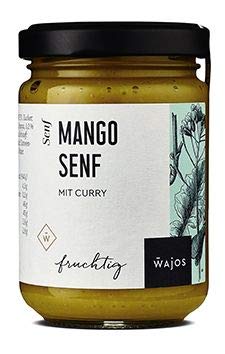 WAJOS Mango Senf mit Curry 140ml | süßer Senf, Senf Glas, Senf Sauce | Grillen, kochen & würzen | für Salat, Sauce zu Wurst, Fleisch & Fisch von wajos