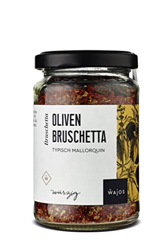 WAJOS Oliven Bruschetta 80g | Bruschetta Gewürzmischung mit Oliven | spanisches Gewürz | Tomaten Bruschetta | grillen, kochen & würzen | Dip zu Fleisch, Fisch & Gemüse | vegan von wajos