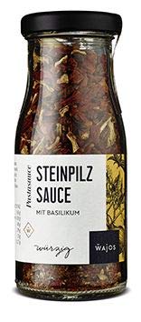 WAJOS Steinpilz Sauce mit Basilikum 55g | Pastasauce, Nudelsauce, Pilzsoße | ideal zum kochen, verfeinern & grillen | würziger Dip zu Fisch, Fleisch & Gemüse | vegan von wajos