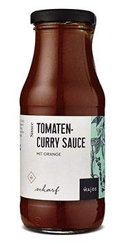 WAJOS Tomaten Curry Sauce mit Orange 245ml | Ketchup, Currysauce, Grillsauce, Pommes, Currywurst | BBQ Sauce ideal zum Grillen | vegan von wajos