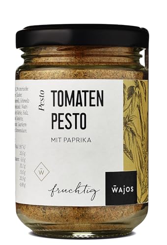 WAJOS Tomaten Pesto mit getrockneten Tomaten & Mandeln 180g | rotes Pesto, Pesto rosso | Fertiges Pesto für Pasta, Antipasti & als Dip zu Brot | Würzsauce von wajos