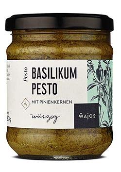 WAJOS Basilikum Pesto mit Pinienkernen 180g | grünes Pesto | Pesto Basilico | mediterranes Pesto für Pasta, Antipasti & als Dip zu Brot von wajos