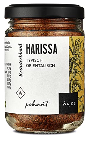 WAJOS Harissa Blend 65g | typisch orientalisch| Harissa Gewürz mit Paprika, Knoblauch, Kümmel | Zum Grillen, Dippen & Würzen von wajos