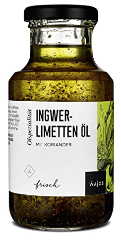 WAJOS Ingwer-Limetten Öl 250ml | Ingweröl mit Limette für Salatdressing | Würzöl zum Kochen & verfeinern | exotisches Öl mit Koriander von wajos