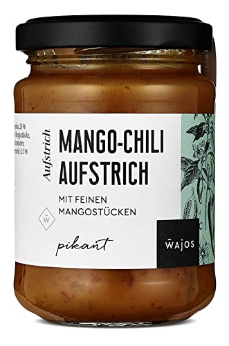 Wajos Mango-Chili Aufstrich mit Mangostücken, 175g: veganer Brotaufstrich perfekt zum Brunch & Kochen. Vegane Lebensmittel von wajos