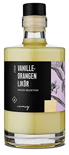 WAJOS Vanille-Orangen Likör 350ml, 17% vol, Sahne Likör mit Bourbon-Vanille- & Orangen-Geschmack, Likör Geschenk, Fruchtiger Likör zum Dessert & Eis von wajos