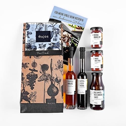 Wajos Geschenkset für Männer: 5 Produkte + Flyer mit Rezept-Ideen in Geschenkverpackung, besonderes Geschenk für Männer Wajos Geschenkset für Männer: 5 Produkte + Flyer mit Rezept-Ideen in Geschenkverpackung, besonderes Geschenk für Männer von wajos