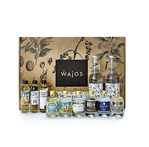 Wajos Gin Tasting Set – Summer Edition: 4 Gins, 3 Tonic Sirups, 2 Tonic Water + Rezepte, Geschenkbox für Gin-Liebhaber von wajos