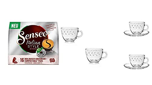 Italian Style INTENSO + 4 Espressotassen Tassen 75 ml mit Teller von James Premium von wak