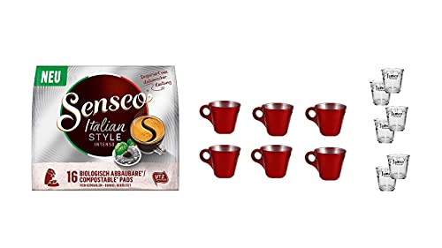 Italian Style INTENSO + Espressotassen Tassen Becher G + 6 Wassergläser von James Premium von wak