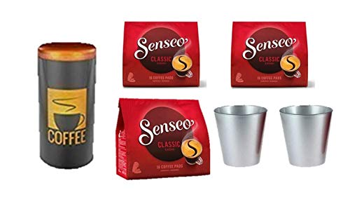 Pads Classic, Kaffeepads UTZ-zertifiziert, 3 Packungen plus 1 Paddose 1 Padheber + 2 Glastassen 250ml Silber Pads Classic, Kaffeepads UTZ-zertifiziert, 3 Packungen plus 1 Paddose 1 Padheber + 2 Glastassen 250ml Silber von wak