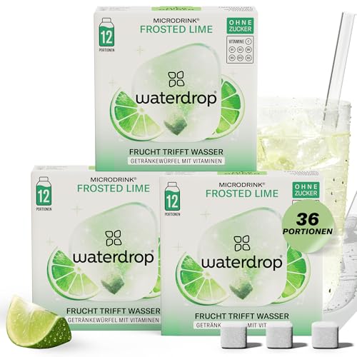 waterdrop® Frosted Lime - 36 zuckerfreie Drops mit prickelndem Limetten-Lemon Soda Geschmack - vitaminreicher Durstlöscher - spritzige Alternative zu Limonade, Sirup, Getränkepulver & Flavour Drops von waterdrop MICRODRINK