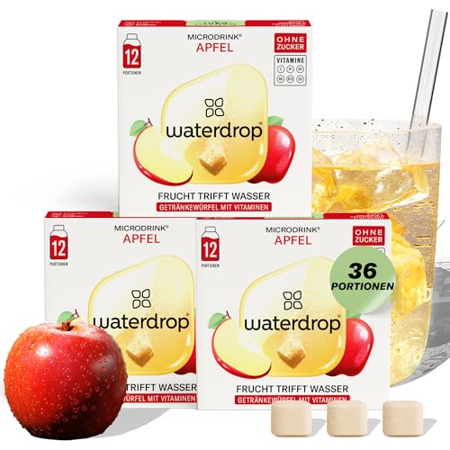 waterdrop® Microdrink Apfel - 36 Waterdrop Drops Würfel mit fruchtigem Apfel Geschmack - zuckerfreier Durstlöscher & Alternative zu Getränke-Sirup und Geschmackspulver - Flavour Drops mit Vitaminen von waterdrop MICRODRINK