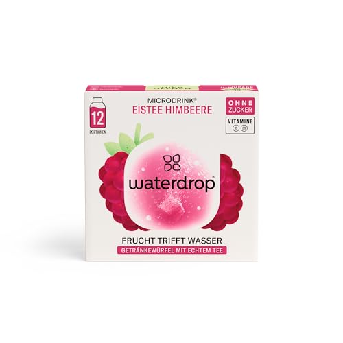 waterdrop® Microdrink Eistee Raspberry | Mit Schwarzer Tee | 12 Ice Tea Drops Würfel | Zero Zucker Instant Pulver | Black Tea + Himbeere | Frucht- und Pflanzenextrakten und mit echtem Cold Tea von waterdrop MICRODRINK