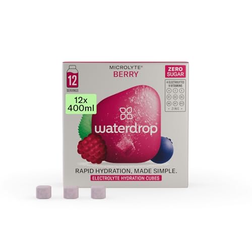 waterdrop® Microlyte Berry - Waldbeere, Sportgetränk mit 4 Elektrolyten, 9 Vitaminen + Zink, veganes Elektrolytgetränk ohne Zucker, 12 Portionen, 6 Liter von waterdrop MICRODRINK
