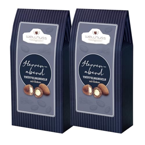 wellnuss „Herrenabend“ - Trüffelmandeln mit Kakao 2x175g - Geschenke für Männer – Nussmischung Männerabend Geschenk – Geschenkidee von wellnuss