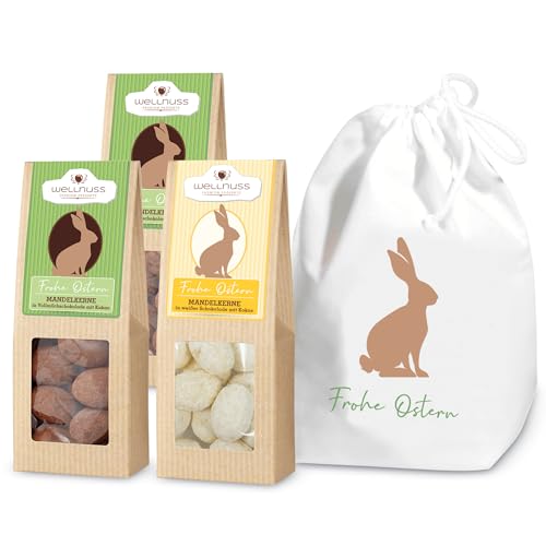wellnuss "Osterglück“ - Premium Oster Geschenk für Männer & Frauen - 3 Nuss- & Schokoladen-Snacks für Ostern - Feinkost Geschenkidee für Eltern, Partner, Freunde von wellnuss