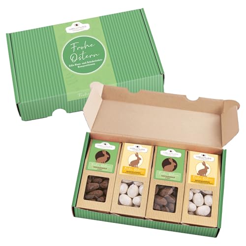 wellnuss Oster Edition - Trüffelmandeln mit Kakao & Kokos Mandeln mit weißer Schokolade | Ostersnacks im Geschenkkarton mit Motiv | Natürlicher Genuss ohne Zusätze (4 Snacks) von wellnuss