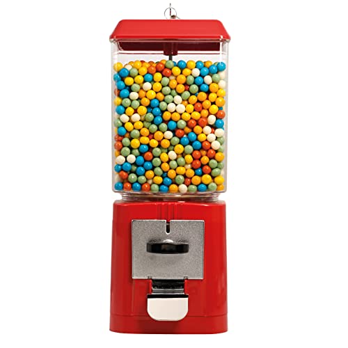 Kaugummiautomat Automat mit 1,00€ Münzeinwurf befüllt! | Kaugummiautomat Retro, Süßigkeitenautomat für Zuhause | mit Füllung (3 kg / 12,5 mm Kaugummis) | 43,5cm hoch - 16cm tief von what the shop