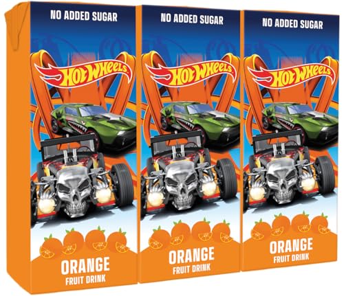 Hot Wheels Orange Fruchtsaft, leckerer Saft für Kinder, mit Strohhalm, ohne Zuckerzusatz, Dreierpack (3x200ml) von whatever brands ltd
