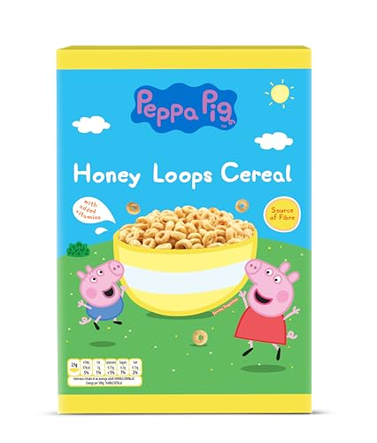 Peppa Pig Honey Loops Cereal, knusprige Vollkorn Frühstückscerealien mit zugesetzten Vitaminen, 1er Pack (1 x 375g) von Appy Kids Co