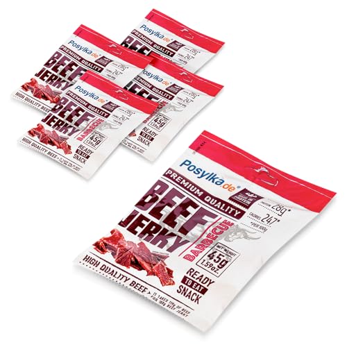 Getrocknetes Rindfleisch Beef Jerky BBQ Protein Fitness Snack (5 x 45g) von www posylka de
