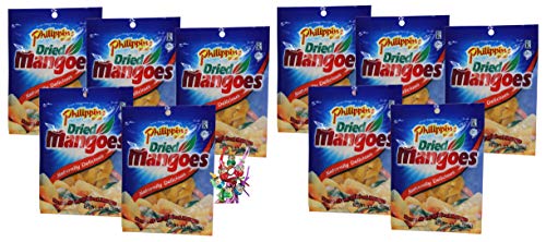 yoaxia ® - 10er Pack - [ 10x 100g ] Philippine BRAND getrocknete Mangos Mango-Streifen / Dried Mangoes + ein kleines Glückspüppchen - Holzpüppchen von yoaxia Marke