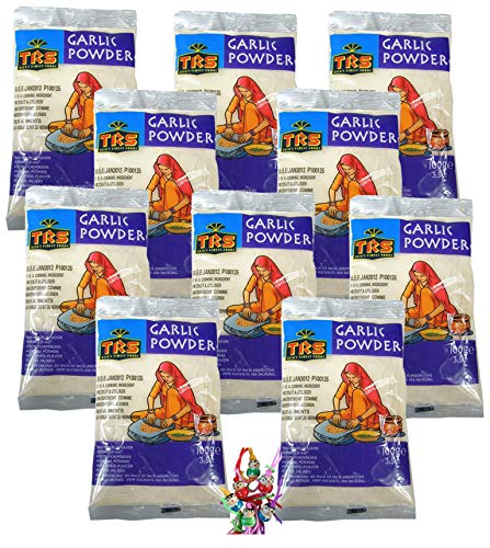 yoaxia ® - 10er Pack - [ 10x 100g ] TRS Knoblauchpulver / Knoblauch gemahlen GARLIC POWDER + ein kleines Glückspüppchen - Holzpüppchen von yoaxia Marke