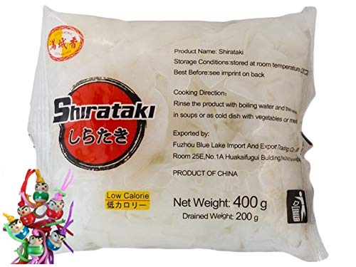 10er Pack - [ 10x 400g / 200g ATG ] Konjak Nudeln Shirataki "Nudeln-breit" aus Konjakmehl Konjac + ein kleiner Glücksanhänger gratis von yoaxia Marke