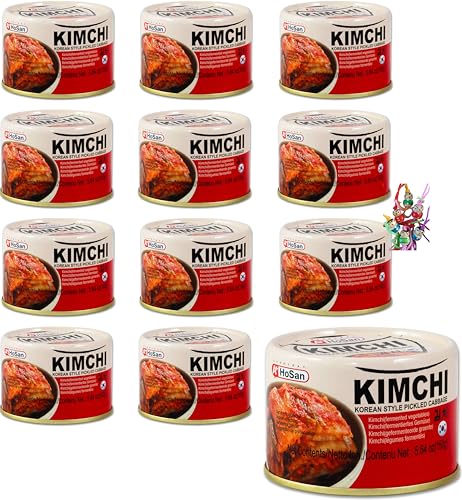 12er Pack - HOSAN Kimchi koreanisch eingelegter Kohl [ 12x 160g ] | KIM CHI | Kimchee + ein kleiner Glücksanhänger gratis von yoaxia Marke
