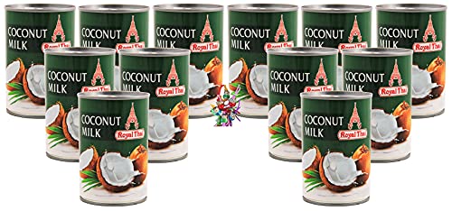 yoaxia ® - 12er Pack - [ 12x 165ml ] Kokosnussmilch / Kokosmilch / Coconut Milk E435 + ein kleiner Glücksanhänger gratis von Royal Thai