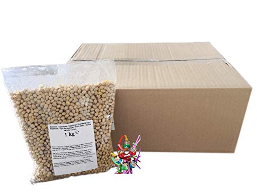 yoaxia ® - 12er Pack - Sojabohnen [ 12 x 1kg ] Grundlage für viele Gerichte in der vegetarischen Küche + ein kleines Glückspüppchen - Holzpüppchen von yoaxia Marke