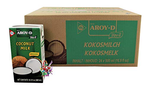 AROY-D [ 24x 500ml ] Kokosmilch Kokosnussmilch Cocosmilch, Coconut Milk + ein kleiner Glücksanhänger gratis von yoaxia Marke