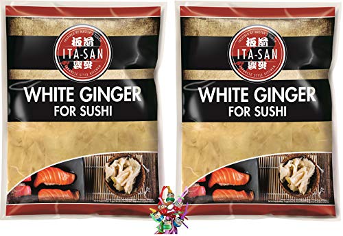 2er Pack - [ 2x 1000g ATG ] ITA-SAN Sushi Ingwer WEIß/WHITE GINGER FOR SUSHI 2kg + ein kleiner Glücksanhänger gratis von Yoaxia