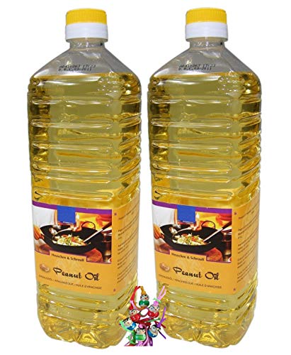 yoaxia ® - 2er Pack - [ 2x 1000ml ] Erdnussöl / Arachide Olie / Peanut Oil + ein kleines Glückspüppchen - Holzpüppchen von yoaxia Marke