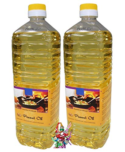 2er Pack - Erdnussöl [ 2x 1000ml ] | Arachide Olie | Peanut Oil + ein kleiner Glücksanhänger gratis von yoaxia Marke