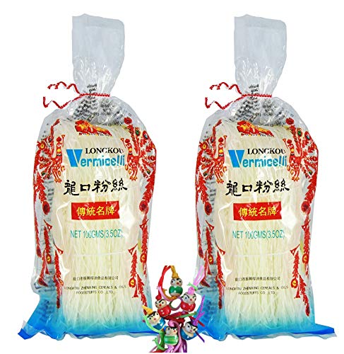 2er Pack - [ 2x 100g ] NFZ Longkou Vermicelli Glasnudeln + ein kleines Glückspüppchen - Holzpüppchen von yoaxia Marke
