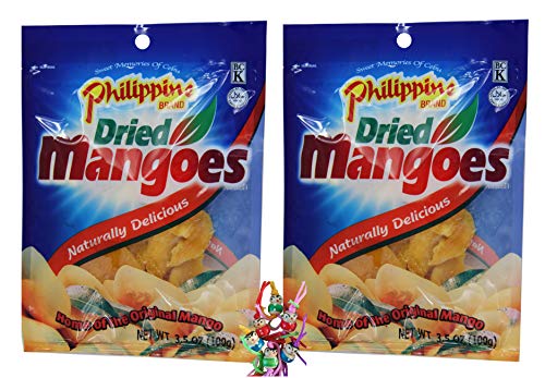 yoaxia ® - 2er Pack - [ 2x 100g ] Philippine BRAND getrocknete Mangos Mango-Streifen / Dried Mangoes + ein kleines Glückspüppchen - Holzpüppchen von yoaxia Marke