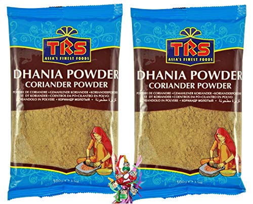 yoaxia ® - 2er Pack - [ 2x 100g ] TRS Koriander Pulver / Coriander gemahlen / Coriander Powder / Dhania Powder + ein kleines Glückspüppchen - Holzpüppchen von yoaxia Marke